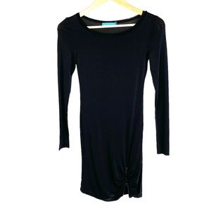 ALICE + OLIVIA Dress Black Zip Hem Bodycon Jersey XS LBD Long Sleeve